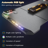 WEMUZVIU Gaming Desk with LED Lights - Ergonomic RGB Gaming Computer Table, 55 inch Carbon Fiber Surface Computer Desk PC Workstation with Cup Holder & Headphone Hook WEMUZVIU