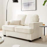 Zelimon Loveseat, 61” Spacious Deep Seat Sofa for Living Room/Bedroom/Office/Apartment, Sofa Bed for Small Spaces, Detachable Futon Couch Cover, Easy to Install, Beige Teddy Fleece Zelimon