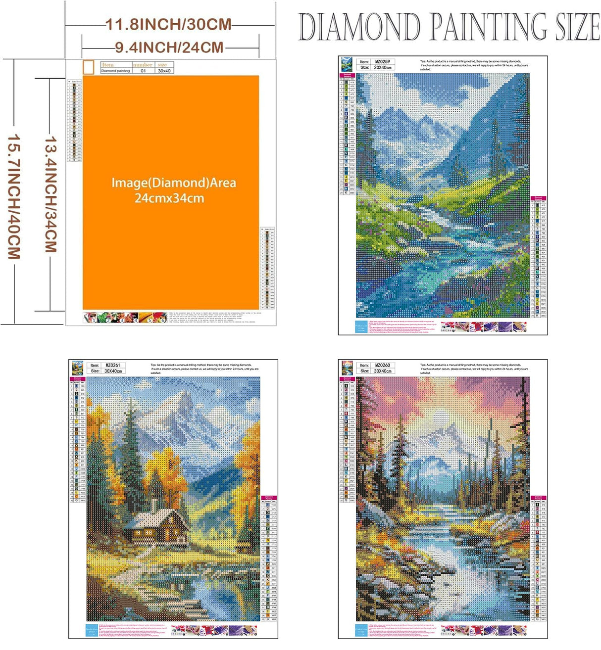 Diamond Art Kits for Adults - 3 Pack Landscape Diamond Painting Kits for Adults, 5D Round Full Drill Landscape Gem Art, Paint by Diamonds Pictures DIY Crafts Kits 12x16inch Axquilon