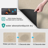 Coffee Maker Mat for Countertops, Coffee Bar Accessories Fit Under Coffee Machine Mat 19"x12"Rubber Backed Coffee Pots - Table Mat Under Appliance, Kitchen Counter Coffee Dish Drying Mat, Marble Beige Golener