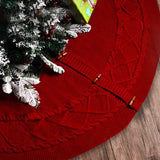 KCFESTIHUE Christmas Tree Skirt, 48 Inch Cable Knit Pattern, Luxury Xmas Holiday Decoration, Thick Rustic Fabric, Home Party Décor Red KCFESTIHUE