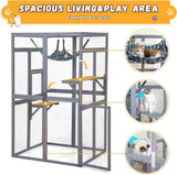 Catio Outdoor Cat Enclosure, Outdoor Cat House with Window Access, Patio Kitty Shelter (Grey) CHEN Select