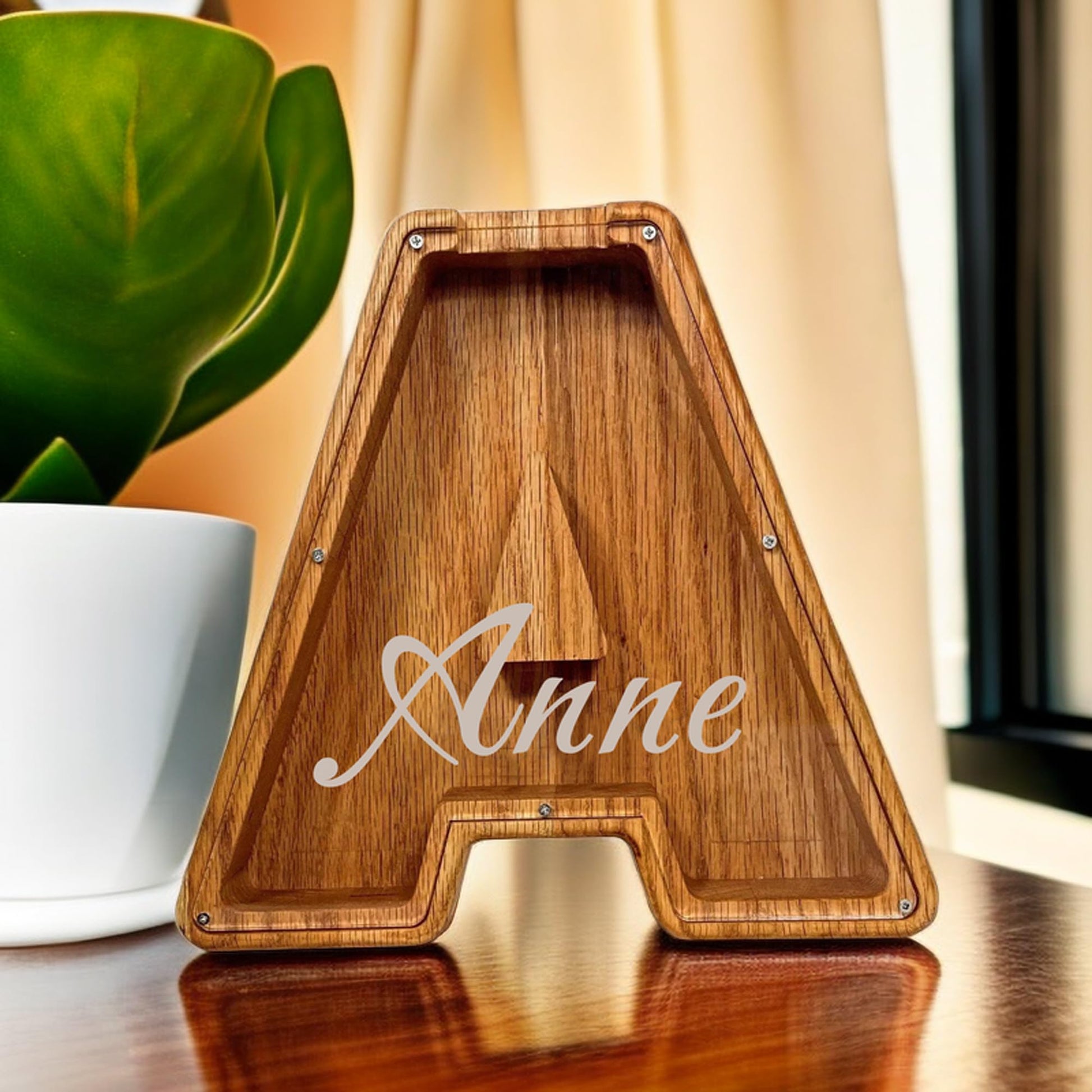 Custom Wooden Piggy Bank, (Laser Engraved Name) Personalized Letter Creative Storage Tank, Customized Wood Toy DIY Name Coin Bank, Custom Letter Money Bank for Boys and Girls Birthday Gifts.  - WoodArtSupply