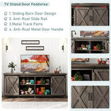 70In Farmhouse TV Stands for 70 75 80inch TV w/Adjustable Shelves,Sliding Barn Door.Rustic Wooden Entertainment Center,TV Console Grey Cabinet w/Storage for Bedroom Living Room(Dark Grey 70in) Elibeauty