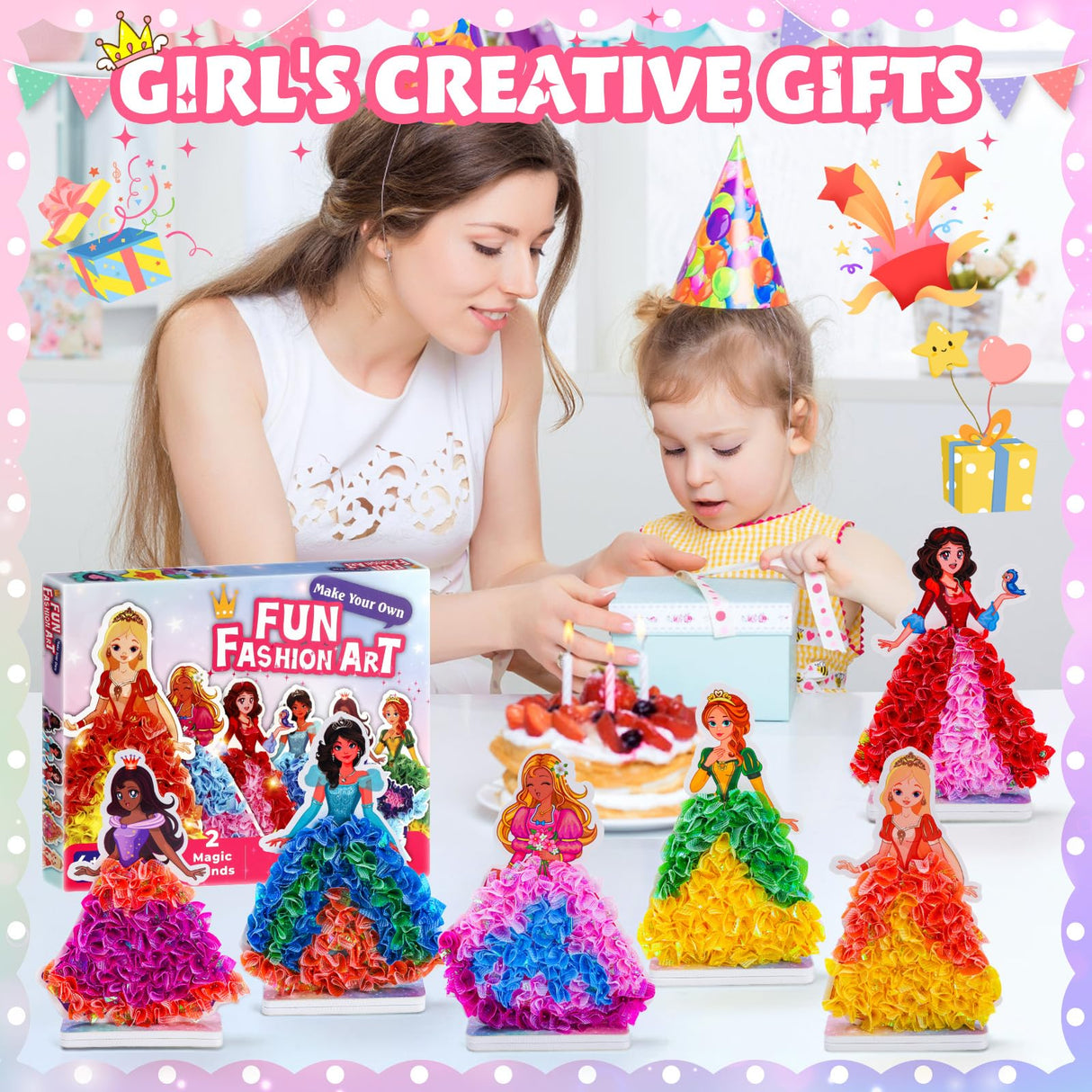 Poke in Fun Princesses Craft Kits for Kids 4-8: Gifts for 5 6 7 8 9 Year Old Girls,Arts and Crafts for Kids Ages 4-6, Fashion Princess Dress-up Toys Creative Activity Birthday Gifts for Girls & Boys KLAPTOR