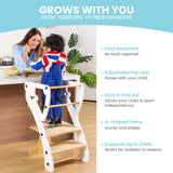 ZYSMALAT Toddler Tower | Kitchen Stool Helper | Montessori Kitchen Step Stool | Toddler Standing Tower | Learning Tower | Adjustable Height | Foldable Tower | Kids Boys Girls | 2025 Design ZYSMALAT