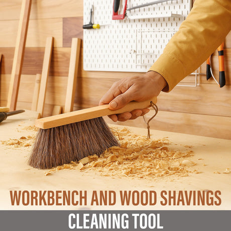 Takavu Multi-Purpose Counter Brush with Solid Wood Handle, Natural Horsehair Bristles for Gentle Dusting of Furniture, Drafting, Patio, Fireplace Cleaning, Shop Brush, Woodworking Tool & Accessories TAKAVU