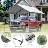 Carport, 10x20ft Heavy Duty Portable Garage, Car Port with Storage Shed, Car Canopy Car Tent with Steel Frame All-Season Tarp for Car, Truck, Boat, Party (B-White) TANGJEAMER