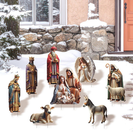 Outdoor Nativity Scene Yard Signs with Yard Stakes for Church, The Holy Family Outdoor Nativity Set for Lawn Garden Home Decor, Three Kings Gifts Nativity Lawn Signs Easter Decoration for Outside Fortuning's JDS