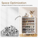Tribesigns Shoe Cabinet Storage Entryway: Slim 6-Tier Shoe Organizer Cabinet with Adjustable Shelves, Freestanding Wood Shoe Rack with Doors for Entryway, Hallway, Living Room - White Tribesigns