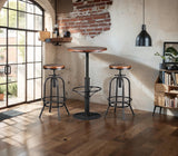 LOKKHAN 42" Tall Rustic Industrial Bar Table-19.68" Dia Round Wooden Top Metal Bar Height Adjustable Standing Pub Table-Dining Room Bistro Table-Cocktail Table LOKKHAN