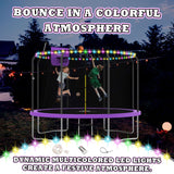 ACWARM HOME 12FT Trampoline for Kids and Adults, Trampoline with Basketball Hoop and LED Lights, ASTM Approved, Purple ACWARM HOME