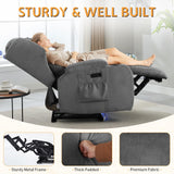 BINGTOO Electric Power Recliner Chair with Massage & Heat - Ergonomic Wingback Lounge Sofa Chair for Living Room, Home Theater Seating & RV with LED Light/Cup Holders/USB Ports, Grey BINGTOO