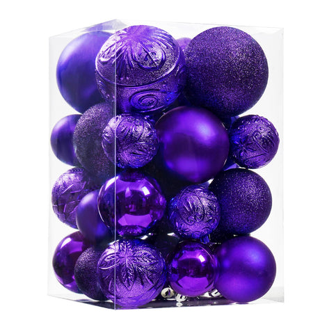 Wironlst Christmas Ball Ornaments - 30pcs Shatterproof Plastic Christmas Ornaments Hanging Ball Decorations for Xmas Tree, Holiday, Wedding, Party (Multi-Size, Purple) Wironlst