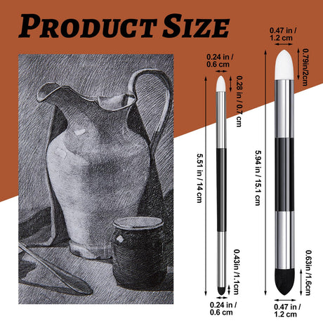 Kosiz Blending Sponge Pen Double Headed Washable Rubbing Sponge Brush Sketch Wipe Reusable Blending Stump Drawing Art Blenders for Artist Highlight Shadow Detail Correcting Tool(2 Pcs) Kosiz