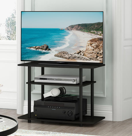 Furinno Turn-N-Tube No Tools 3-Tier Entertainment Center TV Stand for TV up to 32 Inch, Plastic Round Tubes, Espresso/black Furinno
