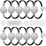 16 Pieces 20 mm Sublimation Bracelet Blanks Bezel Bracelet Tray Settings Faux Leather Base Tray Bangles with 16 Round Glass Cabochons and 16 Aluminum Sheets for Jewelry Making DIY Bracelets MTLEE