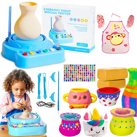 MOMJOY Pottery Wheel Toys for Ages 8-13, Pottery Wheel for Kids and Adults - Arts and Crafts for Kids Ages 8-12,Pottery Wheel Kit for Beginners,Birthday Gift for Boys and Girls MOMJOY