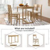 LUMISOL Counter Height Dining Table Set for 4, Wood Dining Table with 4 Chairs, 5 Piece Dining Table Set for Dining Room Living Room Kitchen, Brown LUMISOL