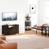 Jojoka 8 Dresser TV Stand with Power Outlet & LED for 55'' TV, Long Dresser for Bedroom with 8 Deep Drawers, Wide Console Table for Storage in Closet, Living Room, Entryway, Wood Top Jojoka