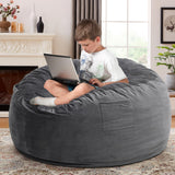 Kromax Large 3.5’ Bean Bag Chair for Kids, Teens, Adults, Memory Foam, Easy to Clean Washable Soft Suede Cover, Reinforced Zipper, Perfect for Living Room, Den, Bedroom, or Dorm, Dark Grey Kromax