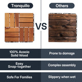 Tranquillo 10 Pcs Interlocking Deck Tiles 12”x12”, Acacia Wood Patio Tiles, Weather-Resistant Outdoor Flooring for Patio, Balcony, Poolside – Non-Slip, Natural Finish, Covers 10 Sq.Ft. Tranquillo