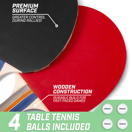 GoSports 6 ft x 3 ft Mid-size Table Tennis Game Set - Indoor / Outdoor Portable Table Tennis Game with Net, 2 Table Tennis Paddles and 4 Balls GoSports