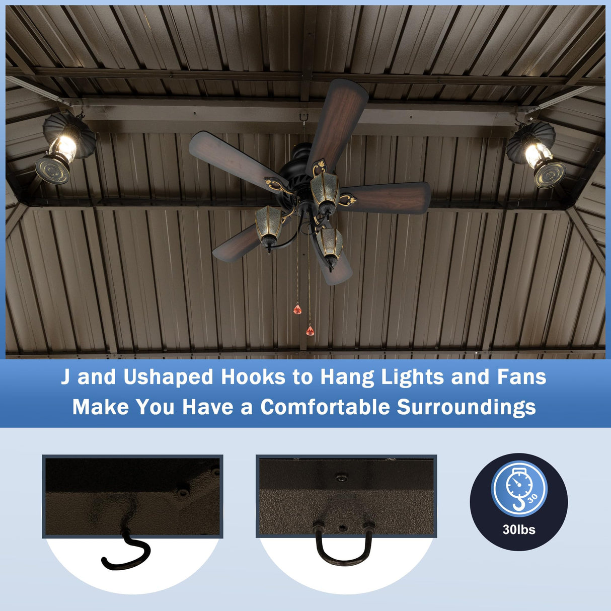 NOBLEMOOD 12' x 20' Outdoor Hardtop Gazebo with Curtain and Netting, All Weather Patio Gazebos with Metal Hard Top Roof for Backyard Deck Garden NOBLEMOOD