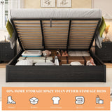 AMERLIFE Lift Up Storage Bed, King Bed Frame with Storage Underneath, Wooden Platform Bed Frame, Solid Wood Slats Support, No Fixed Headboard, No Box Spring Needed, Dark Oak AMERLIFE