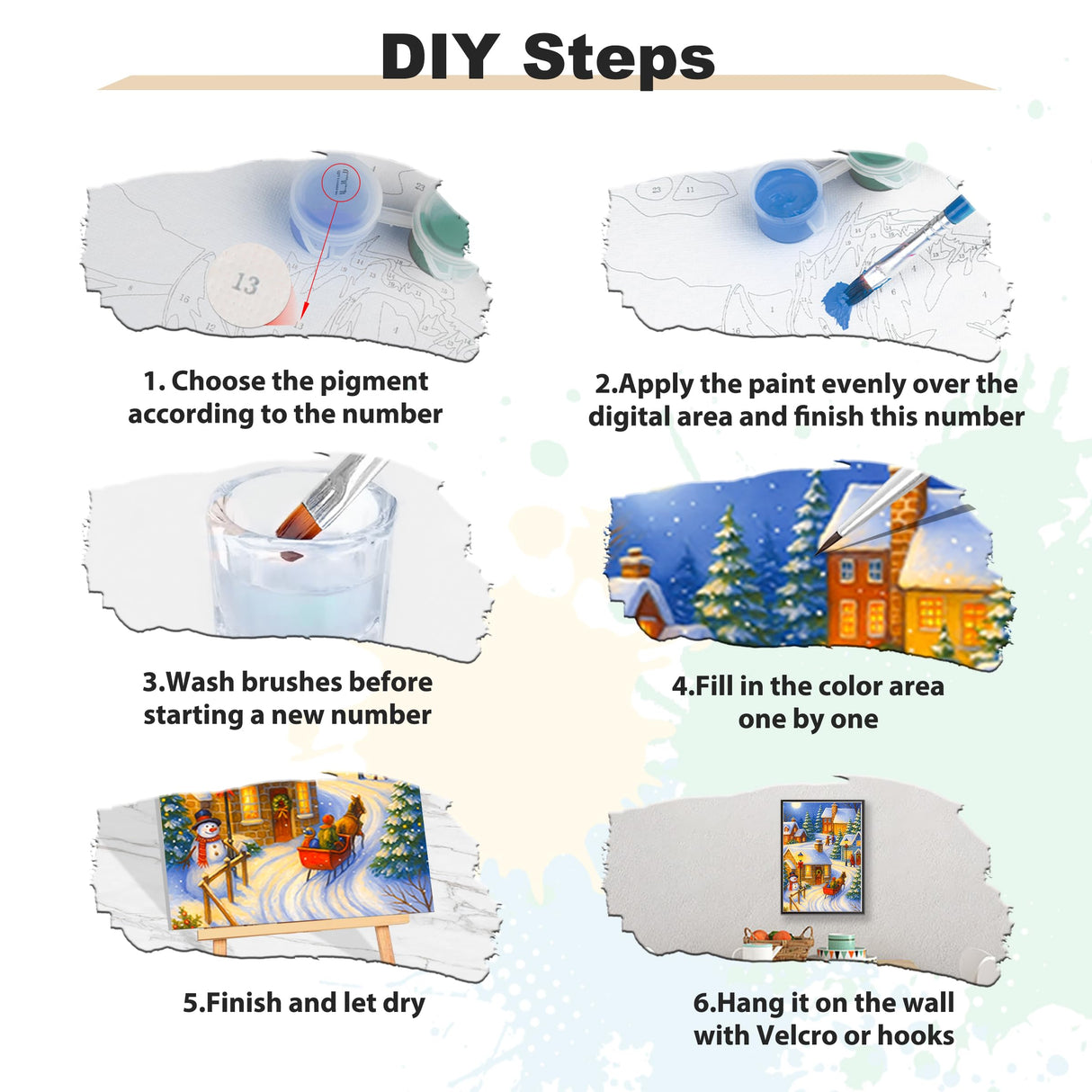 EOBROMD Christmas Framed Paint by Numbers Kits for Adults, Winter DIY Kits Crafts for Beginner on Stretched Canvas, Christmas 3 Brushes and Acrylic Paint for Home Decor 10x14inch EOBROMD