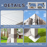 MELLCOM Louvered Pergola 12x20, Aluminum Pergola with Adjustable Louvered Roof, Outdoor Pergola with Waterproof Curtains and Nets, White MELLCOM