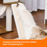 Hebly Wood Cat Tree for Indoor Cats, Cat Condo for Large Cats with Self Groomer,Modern Cat Scratching Tower with Basket,Hammock,Dangling Ball and leaves,Rustic Brown HCT120SR Heybly