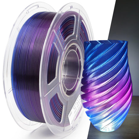 iSANGHU Transparent 3D Printer Filament 1.75mm, Multicolor Color Changing Gradient Blue to Purple PETG Filament with Light Transmission, Clear PETG Filament 1kg(2.2lbs) Spool iSANGHU