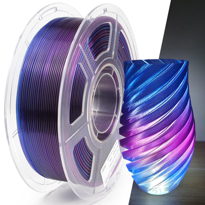 iSANGHU Transparent 3D Printer Filament 1.75mm, Multicolor Color Changing Gradient Blue to Purple PETG Filament with Light Transmission, Clear PETG Filament 1kg(2.2lbs) Spool