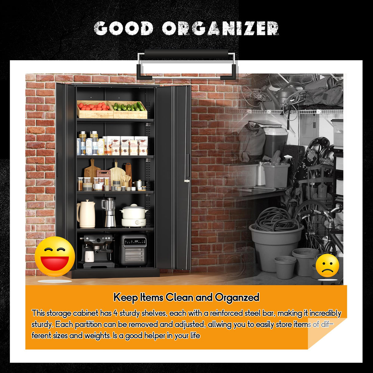 Greenvelly 72" H Metal Storage Cabinet with Doors, 36" W×18" D Lockable Metal Cabinet with Doors and Adjustable Shelves, Tool Storage for Office, Home, Garage, School (Easy Assemble) Greenvelly