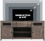 YITAHOME Farmhouse TV Stand for TVs up to 65", Entertainment Center with 2 Large Drawers & Visual Grid Door, 59" Rustic TV Consoles for Living Room, TV Media Console, Dark Rustic Oak YITAHOME
