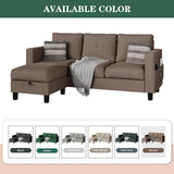 JAMFLY Sectional Sofas Couches for Living Room, L Shaped Couch with Storage Sofa Set, Small Couches for Small Spaces with Movable Ottoman, Brown JAMFLY