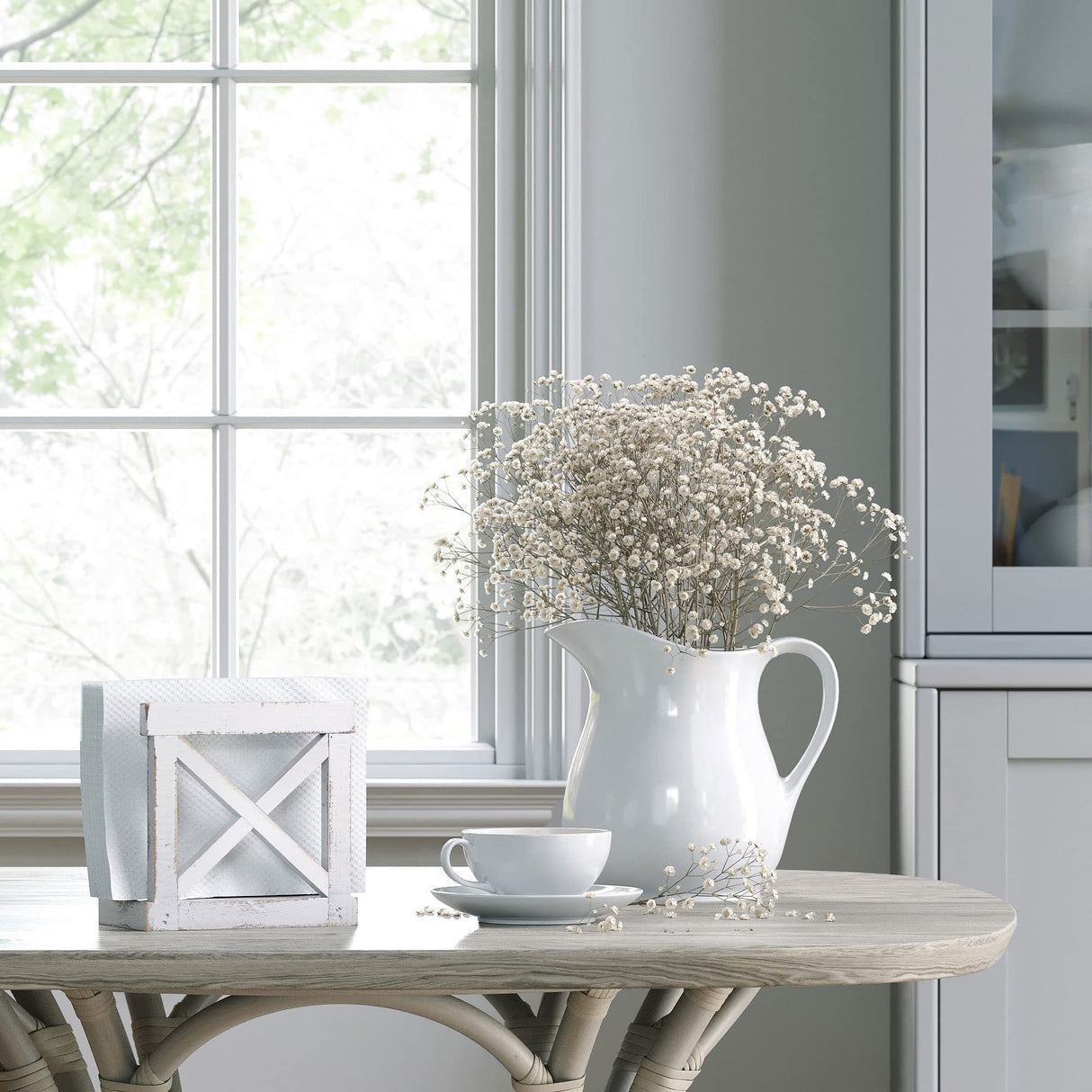 Barnyard Designs Farmhouse Napkin Holder for Table, Napkin Holders for Kitchen, Wooden Napkin Holders for Paper Napkins, Distressed Wooden Napkin Holder Dispenser, 6.75" x 5.5" (White/Brown) Barnyard Designs