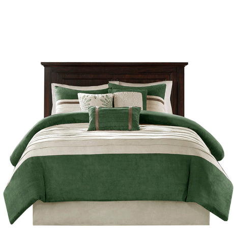 7 Pc Faux Suede Comforter Set Green Queen HouseOfZazla