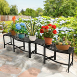 VINGLI Outdoor Metal Curved Bench, Weatherproof Fire Pit Bench Set of 4, Heavy Duty Steel Backless Benches, Metal Outside Seating for for Garden, Patio, Plant Stand and Holder VINGLI