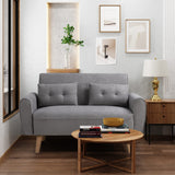 Shintenchi Small Modern Loveseat Couch Sofa, Mid Century Fabric Upholstered 2-Seat Sofa Couch Love Seats Furniture for Small Space,Living Room,Studio,Apartment with 2 Pillows,Light Grey Shintenchi
