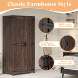 AMERLIFE Farmhouse Armoire Wardrobe Closet with 2 Barn Doors, 71'' Storage Cabinet with Hanging Rod & Shelf, Versatile Clothing Storage for Bedroom, Espresso AMERLIFE