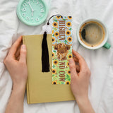 INCOK Diamond Painting Bookmarks Set - 8PCS Highland Cow 5D Diamond Art Bookmarks Kit with Tassel Sunflower Bookmarks Set for Highland Cow Lover Office Useful Project DIY Crafts Gifts Teacher INCOK