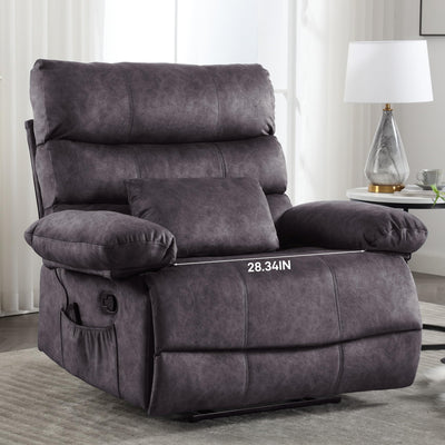 Oversized Recliner Chair Extra Wide Large Recliner for Adults 350lbs with Lumbar Support Pillow Nursery Chair Living Room (Manual, GREY-6002)