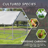 LEMBERI Metal Large Chicken Coop, Spire Shape Walk-in Poultry Chicken Hen cage, Rabbits Duck Cages with Waterproof and Anti-Ultraviolet Cover for Outside,Backyard and Farm LEMBERI