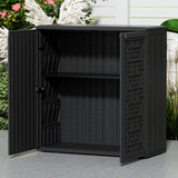 Mrosaa Indoor Outdoor Storage Cabinet Waterproof with Shelf,Plastic Storage Sheds Outdoor Cabinets for Patio/Garden/Backyard, Size 34.3''L*15''W*36.2''H（Black） Mrosaa