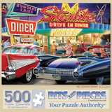 Bits and Pieces – 500 Piece Jigsaw Puzzle for Adults – 50s Starlite Diner - Classic Cars Drive in Jigsaw Puzzle by Larry Jones, Completed Puzzle Size: 18" x 24" Bits and Pieces