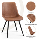 Yaheetech Dining Chairs Set of 2 Upholstered Modern Dining Room Chairs Mid Century Faux Leather Kitchen Chairs with Metal Legs for Dining Room Kitchen, Brown Yaheetech