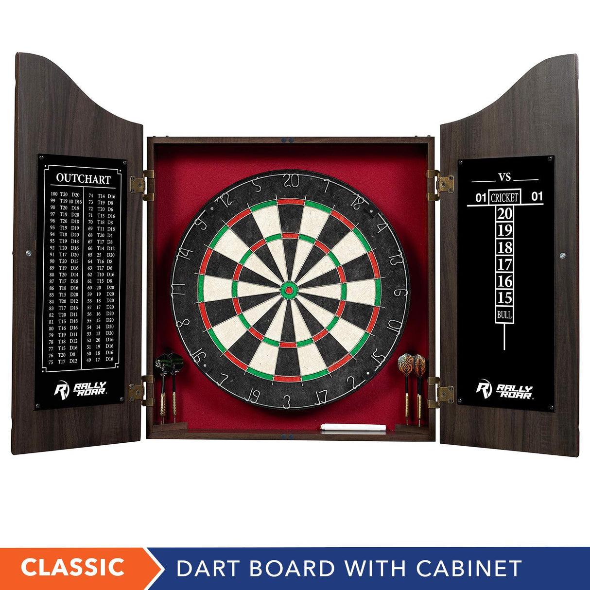 Rally and Roar Dartboard Cabinet, Small, Brown Rally and Roar