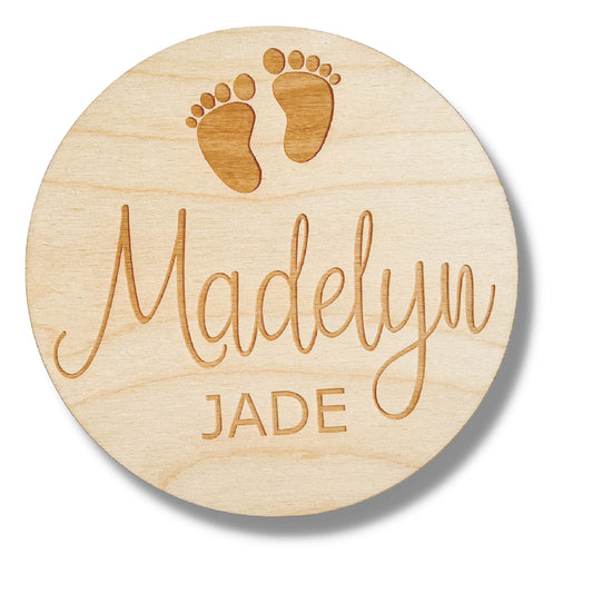 Zanuby Personalized Wooden Newborn Baby Announcement Sign, Hospital Sign, Wooden Name Sign(Baby Feet) - WoodArtSupply